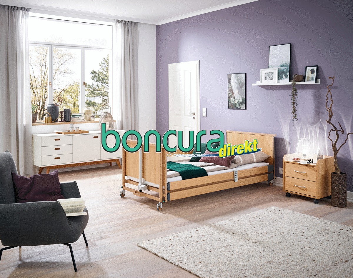 Heimpflegebett, Modell: Dali - low-entry mit Holzliegefläche 90 x 200 cm