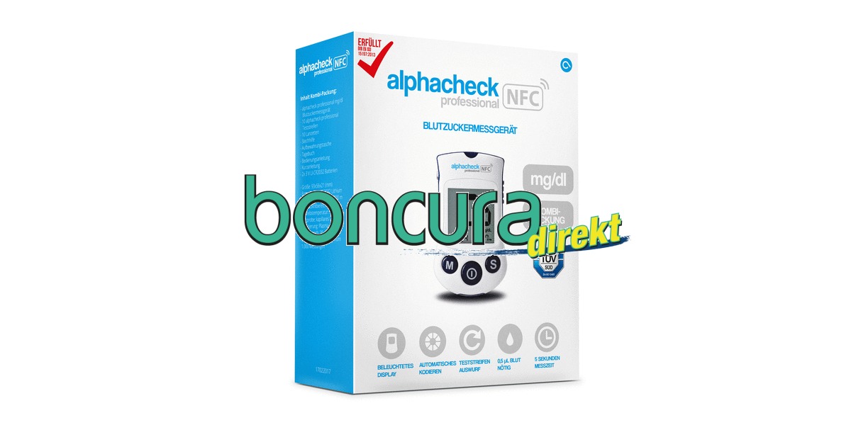 Blutzuckermessgerät (Set) Modell: Alphacheck PROFESSIONAL NFC BZMG