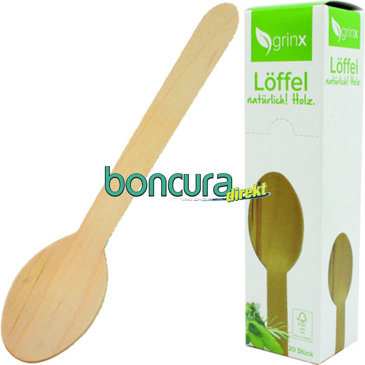 Einwegbesteck aus Holz Löffel, 16 cm lang