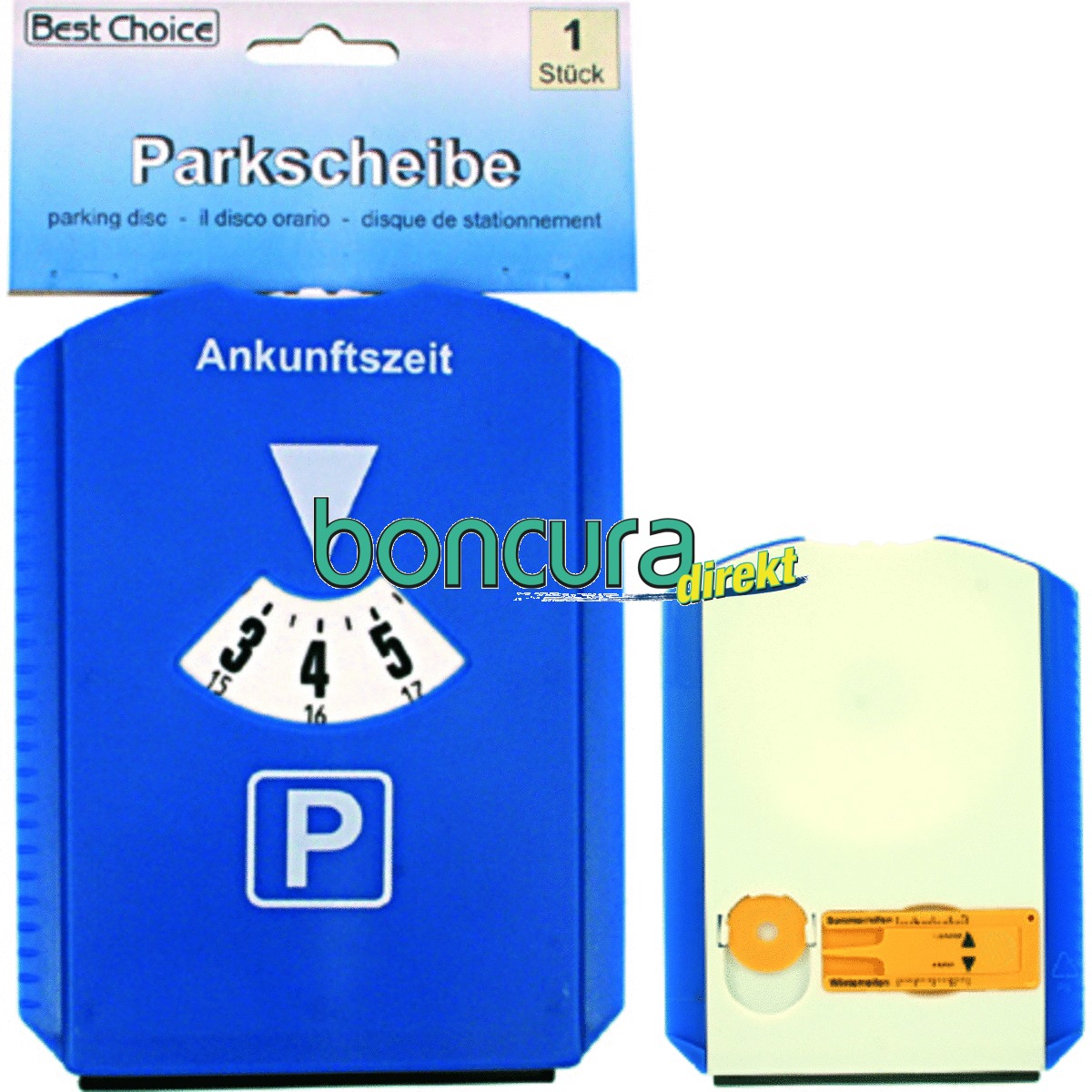 Parkscheibe mit 3 Kanten Eiskratzer 12 x 12 cm