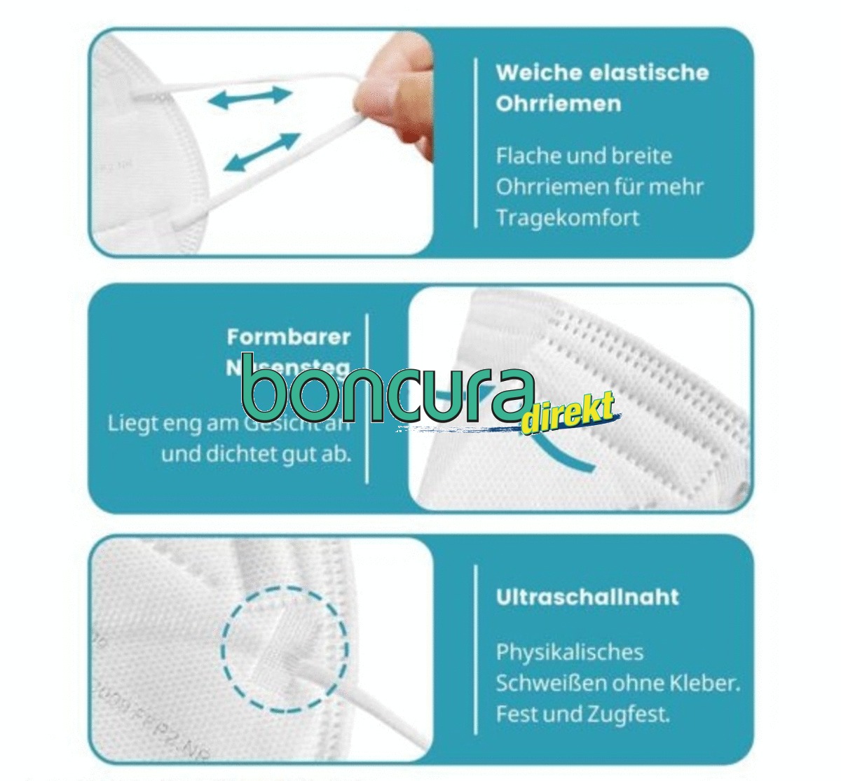 Filtrierende Halbmaske FFP2 NR mit Verstellclip und CE Kennzeichen