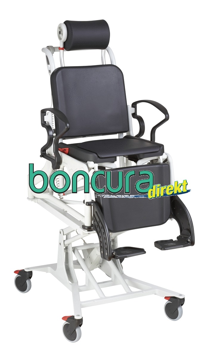 Dusch- Toilettenstuhl mit Neigungsverstellung Modell: Phoenix, mit elektrischer Höhenverstellung