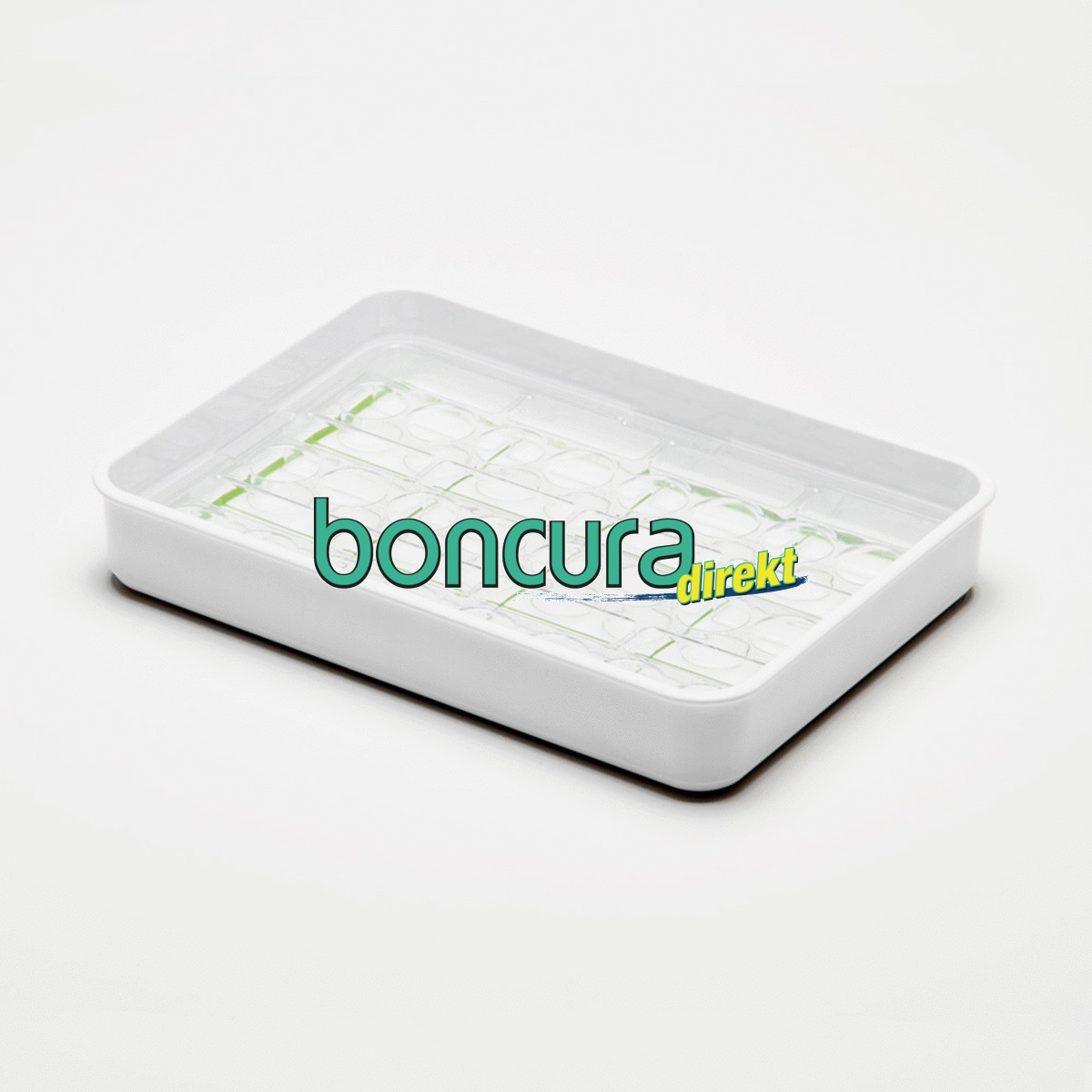 Medikamententablett 12 T + 24 B-35 mit 12 Fächern für Blister u. 24 Tropfenbecher