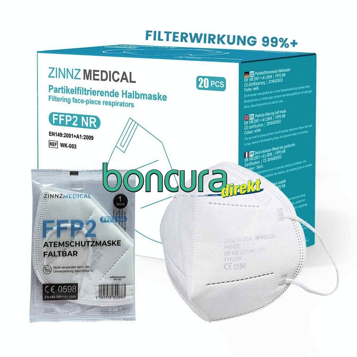 Filtrierende Halbmaske FFP2 NR mit Verstellclip und CE Kennzeichen